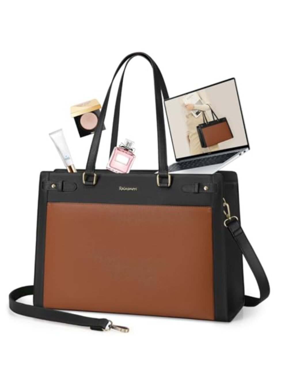 PU Leather Laptop Bag 15.6 Inch Waterproof Briefcase Shoulder Tote